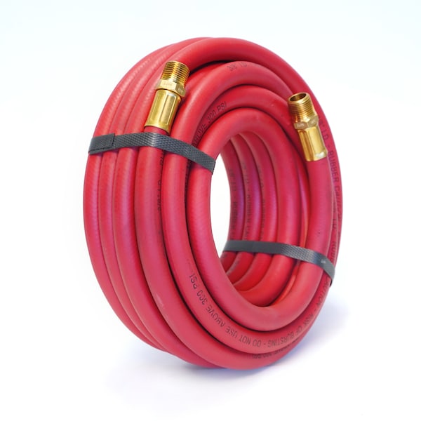 Steelman 30-Foot Long Rubber 3/8" ID Air Hose with 3/8" NPT Brass Fittings 98459-IND - main